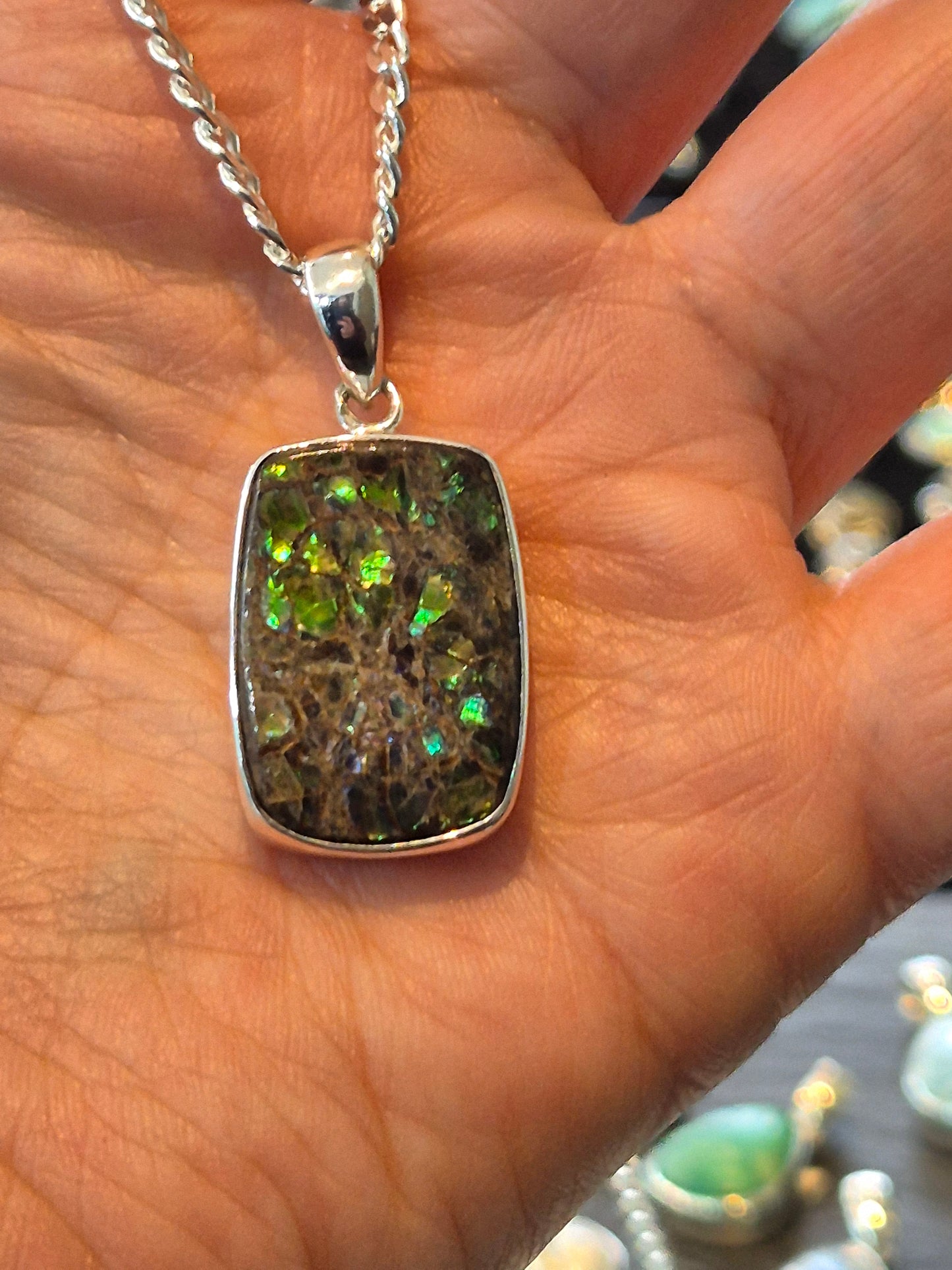 Green Ammolite pendant