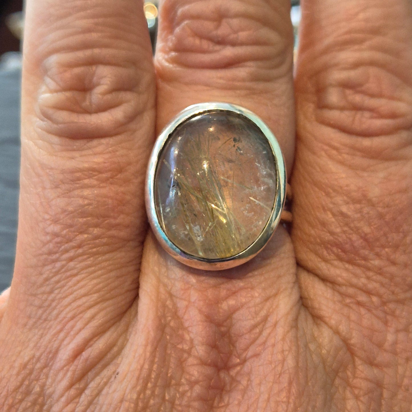 Golden rutile Statement ring