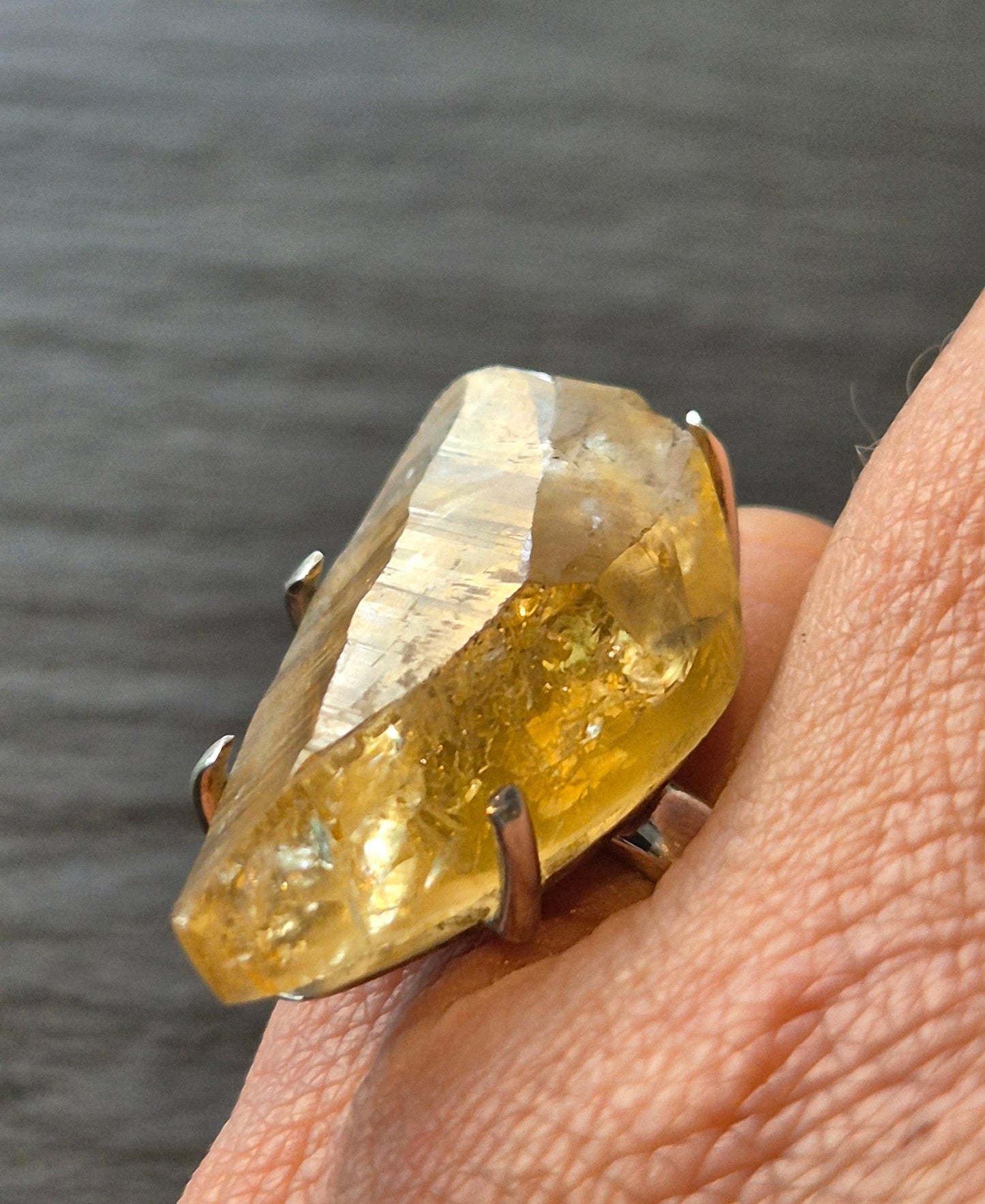 Rough citrine statement ring