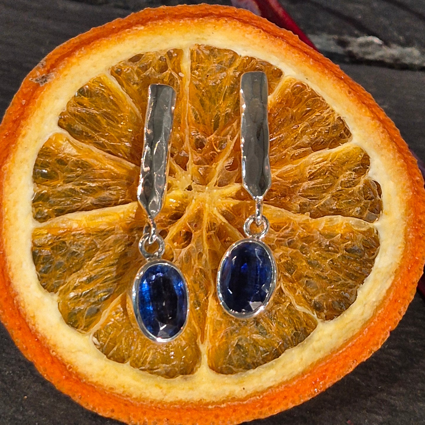 Royal blue kyanite and silver earrings