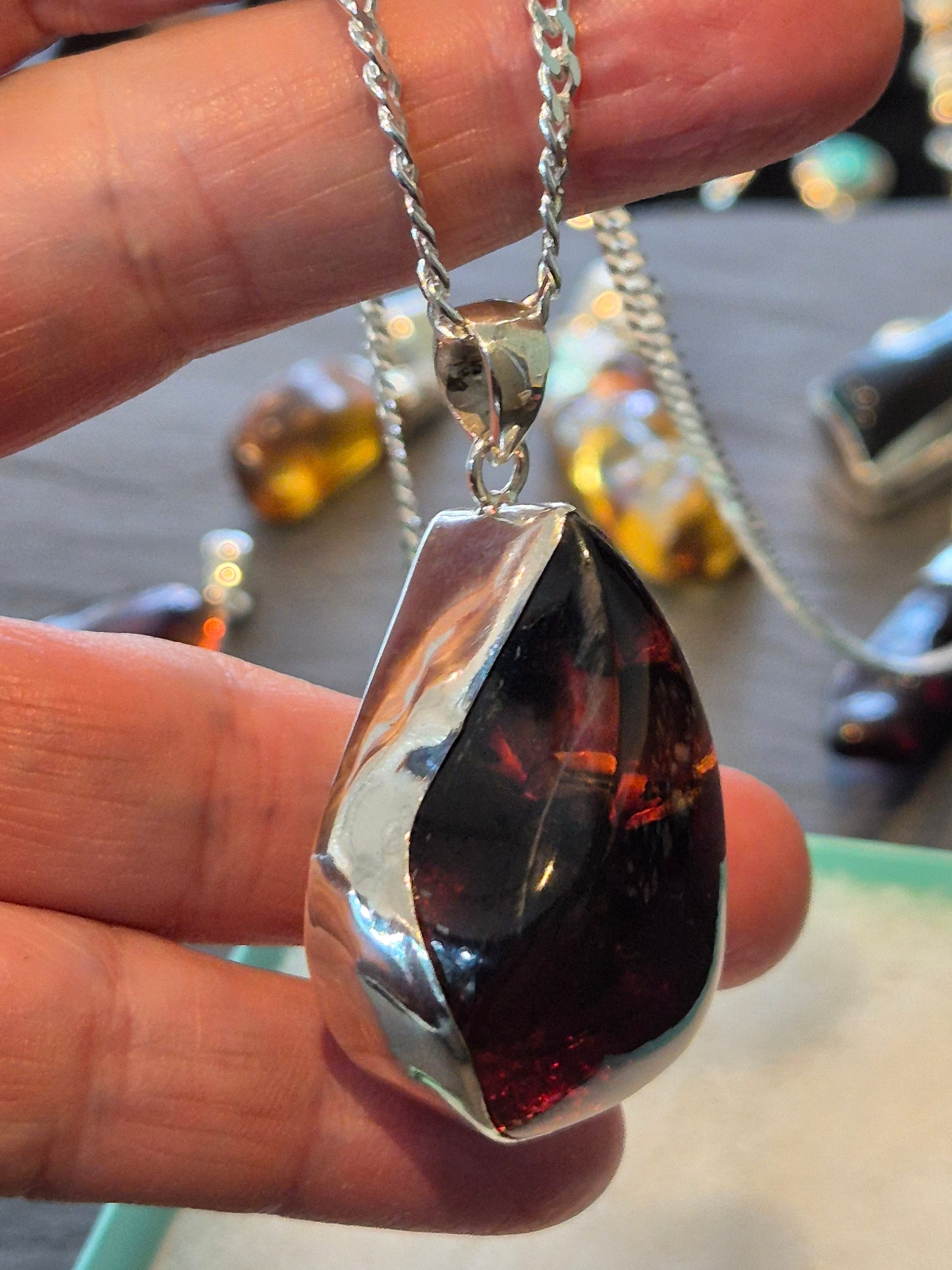 Cherry amber pendant