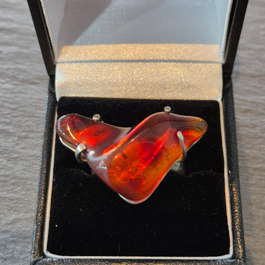 Cherry amber statement ring