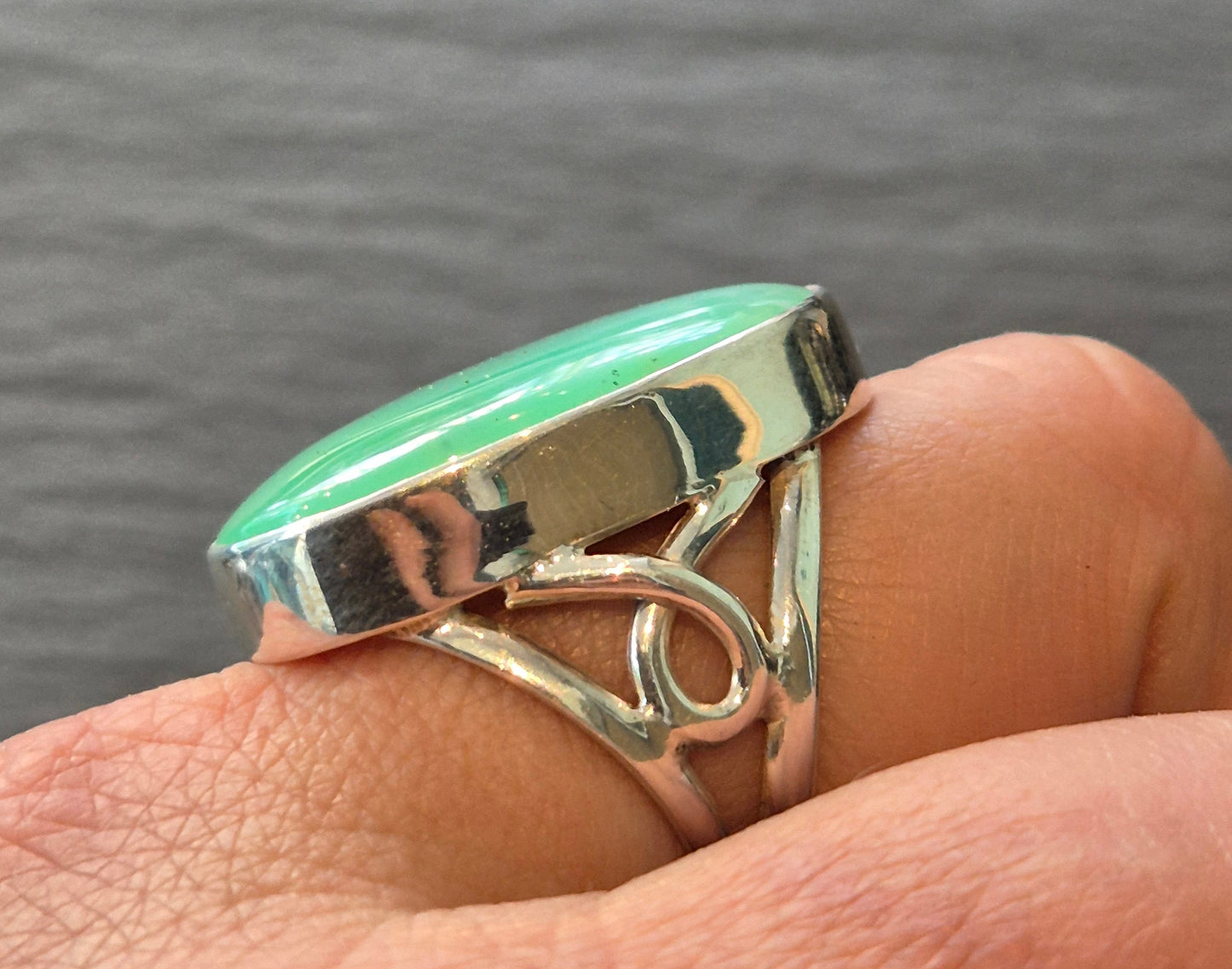 Chrysoprase statement ring