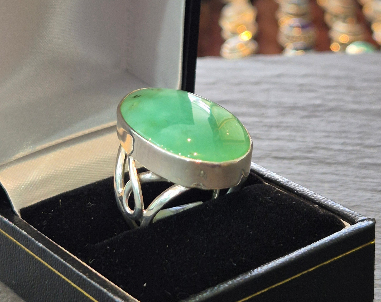 Chrysoprase statement ring