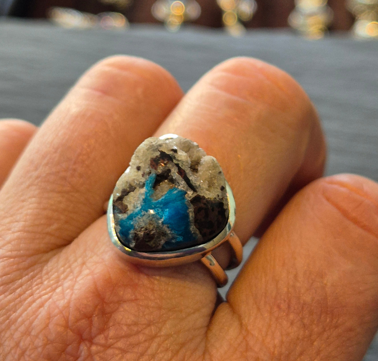 Cavansite statement ring