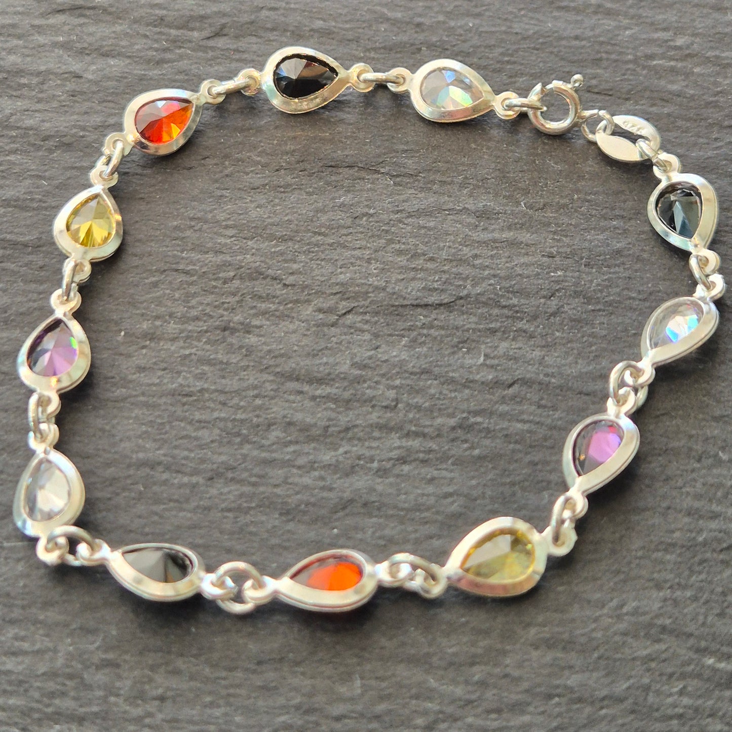 Silver and multicolour Zirconia bracelet