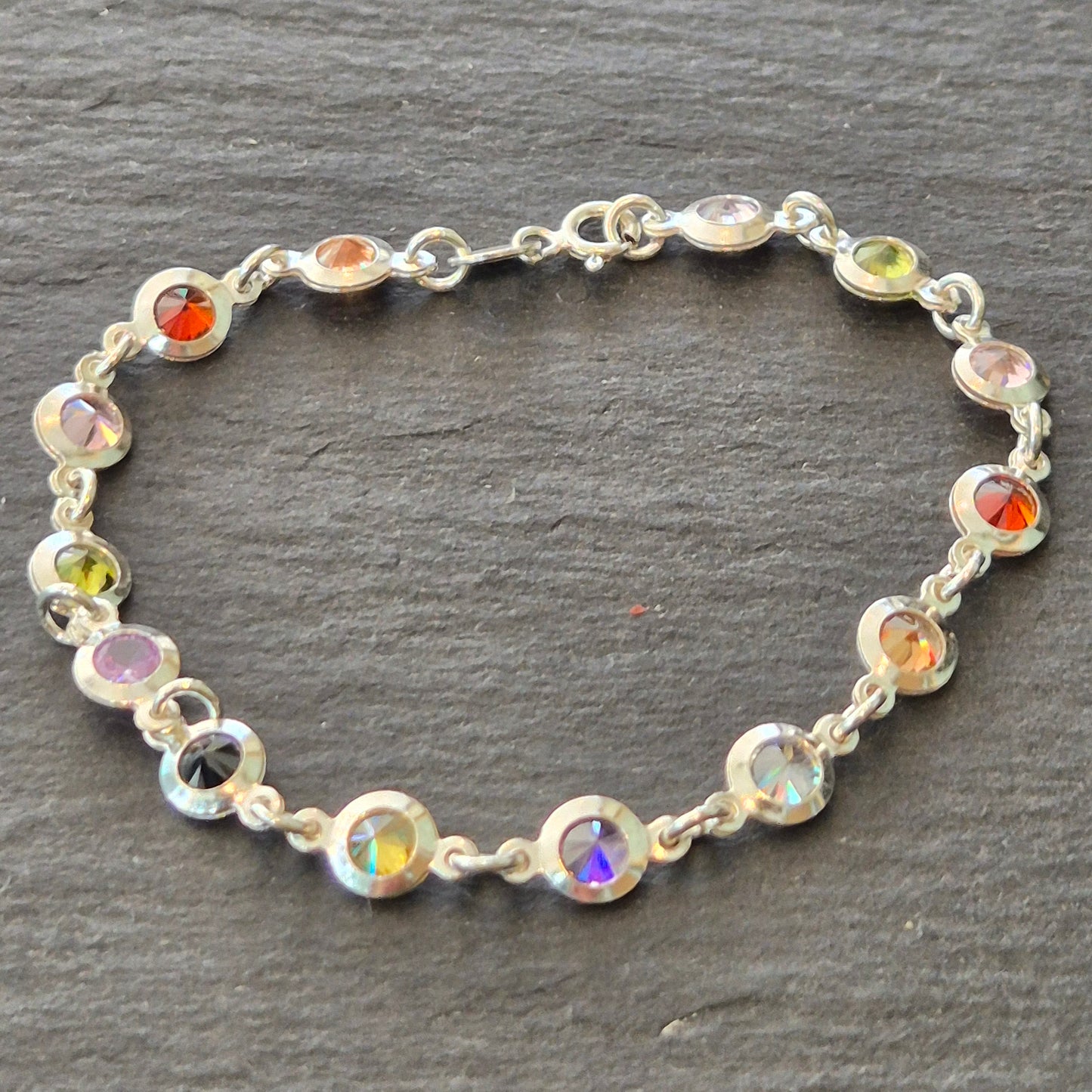 Silver and multicolour Zirconia bracelet