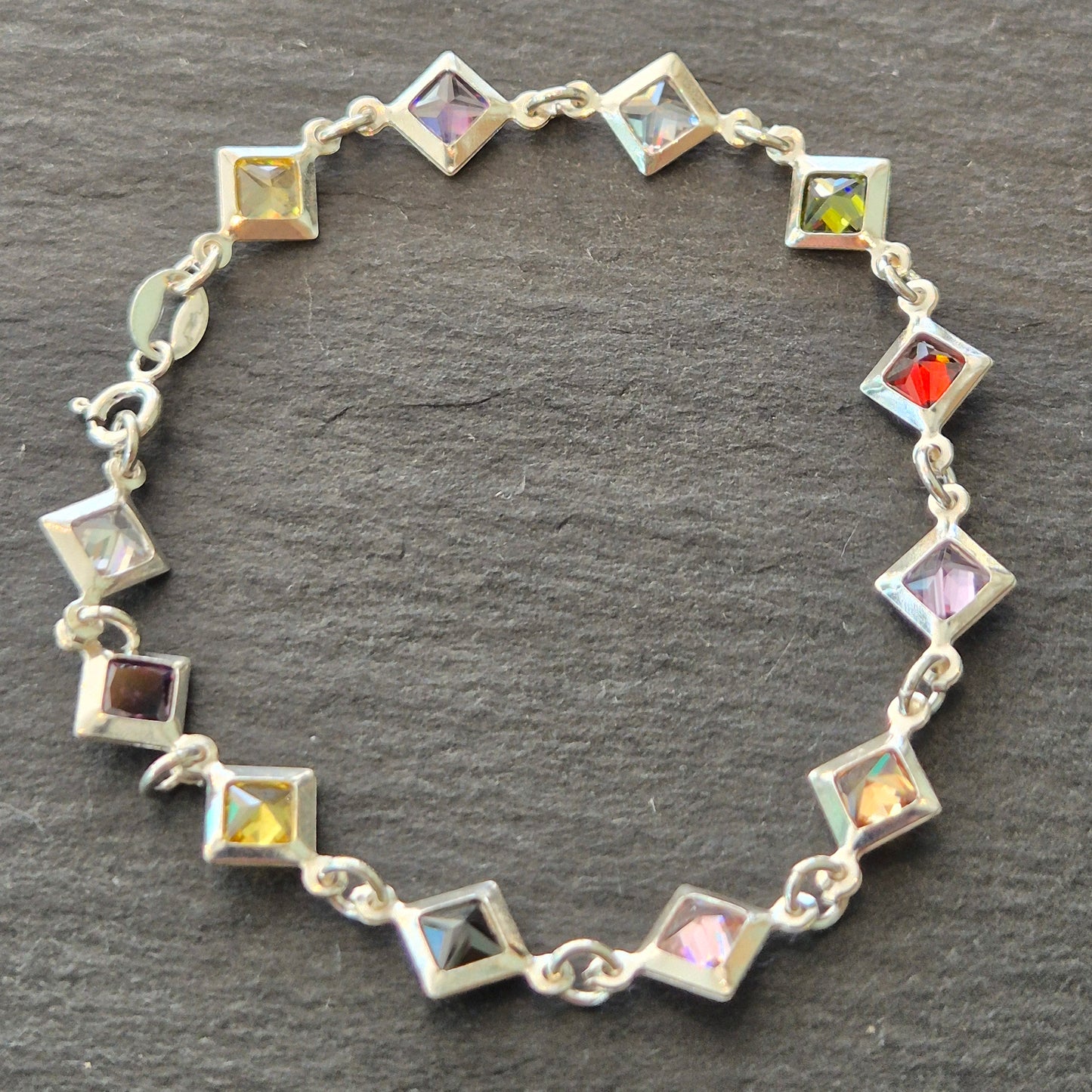 Silver and multicolour Zirconia bracelet