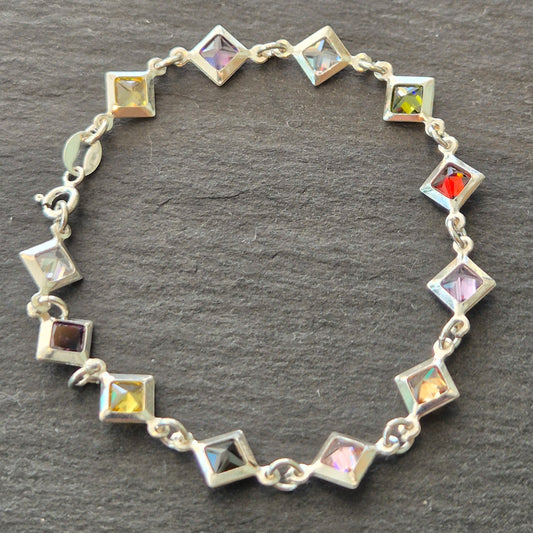 Silver and multicolour Zirconia bracelet