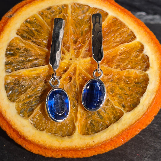 Royal blue kyanite and silver earrings
